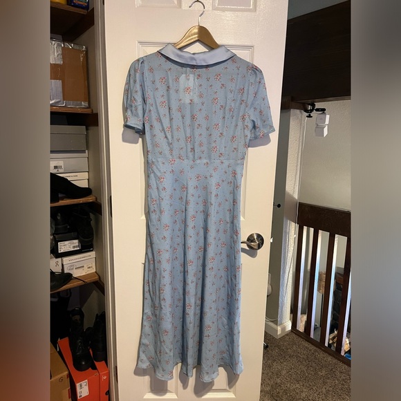 Simple retro elegant blue tea dress - Picture 3 of 7